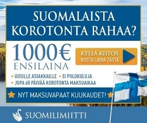 Suomalaista korotonta rahaa ilman vakuuksia ja takaajia.