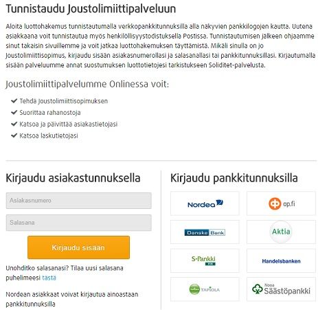 Tunnistaudu Credit24 Joustolimiittipalveluun nettipankkitunnuksilla.