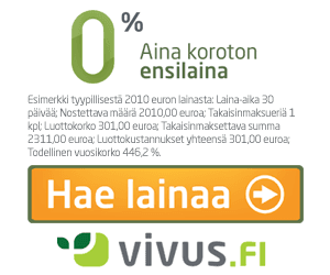 Vivus.fi - Aina koroton 0% ensilaina 10 - 400 euroa.